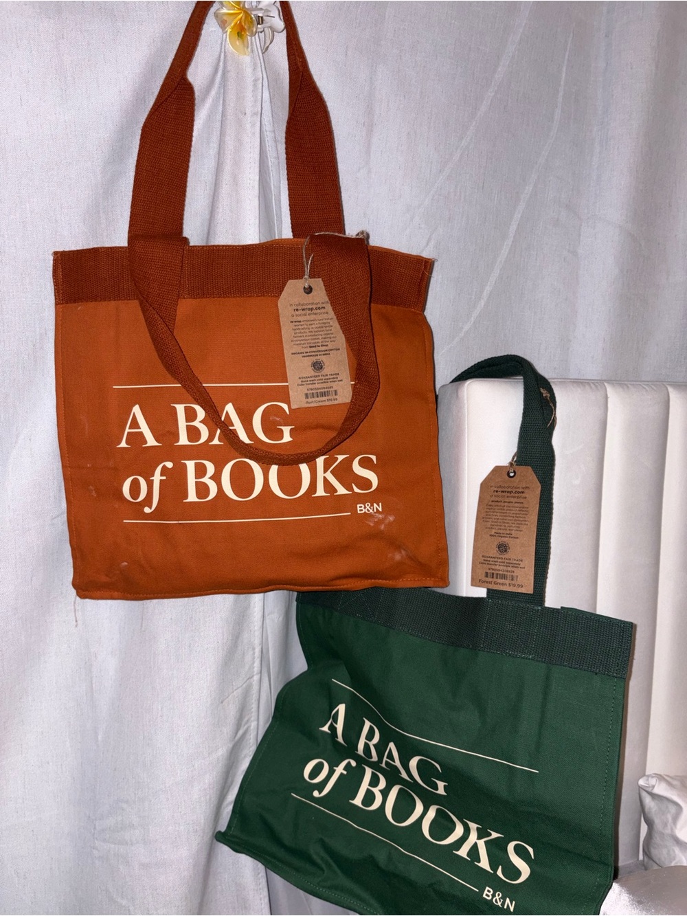 A Bag of Books Tote - Rust Orange or Forest Green